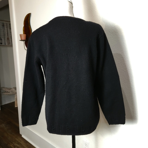 VINTAGE Talbots Petites Women's 100% Pure Wool Cable Knit Gold Button Cardigan - Picture 7 of 11